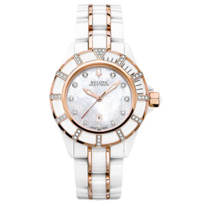 WOMEN''S BULOVA ACCUTRON WHITE CERAMIC 65R140