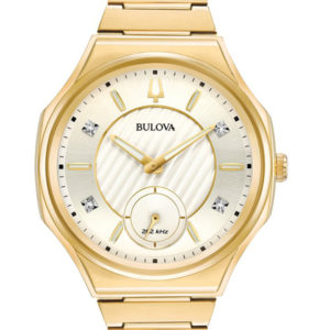 BULOVA WOMEN'S DIAMOND CURV GOLD-TONE 97P136