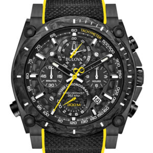 BULOVA MEN'S PRECISIONIST BLACK/YELLOW STRAP 98B312