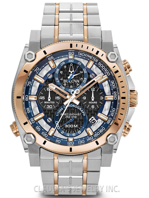 BULOVA MEN'S PRECISIONIST STAINLESS STEEL-ROSE GOLD-TONE 98B317