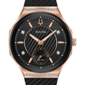 BULOVA WOMEN'S GOLD ROSE-TONE CURV DIAMOND WATCH 98R239