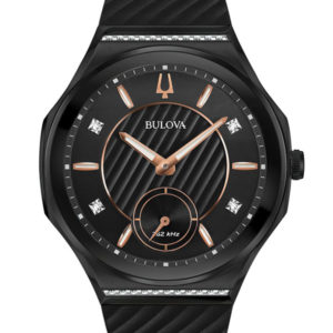 BULOVA CURV 26 DIAMONDS BLACK RUBBER STRAP 98R240