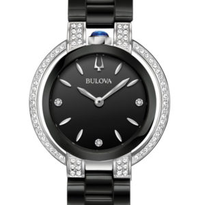 BULOVA WOMEN'S RUBAIYAT 73 DIAMONDS BLACK CERAMIC 98R266