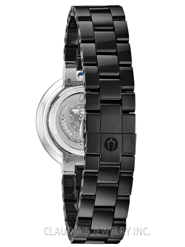 BULOVA WOMEN'S RUBAIYAT 73 DIAMONDS BLACK CERAMIC 98R266 - Image 4