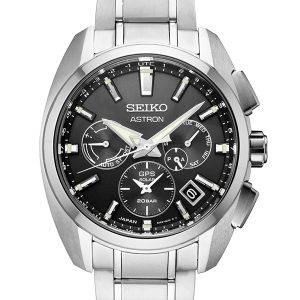SEIKO ASTRON GPS SOLAR DUAL TIME BLACK DIAL TITANIUM SSH067