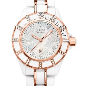 WOMENS BULOVA ACCU SWISS 65R155 CERAMIC DIAMOND WATCH