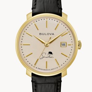 Men's Black Leather Strap Watch Frank Sinatra ‘The Best Is Yet To Come’ 97B195