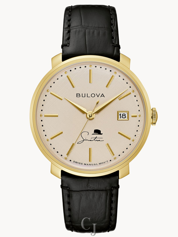 Men's Black Leather Strap Watch Frank Sinatra ‘The Best Is Yet To Come’ 97B195