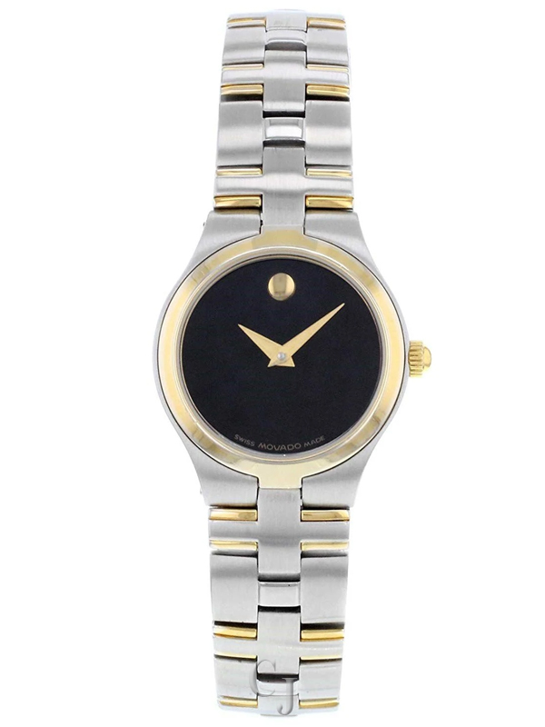 MOVADO JURO LADIES BLACK DIAL TWO-TONE WATCH 0605031