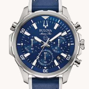 MEN’S BULOVA MARINE STAR BLUE DIAL W/ SILVER TONE ACCENTS WATCH 96B287
