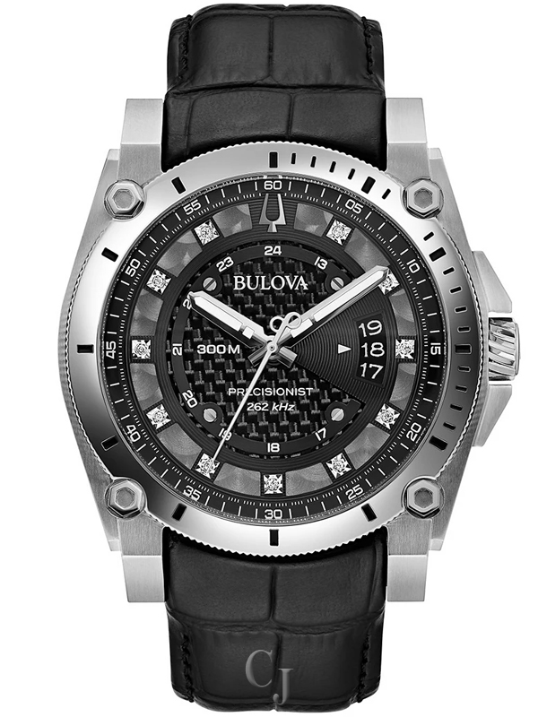 MEN’S BULOVA PRECISIONIST CHRONOGRAPH BLACK DIAL W/ DIAMONDS WATCH 96D147