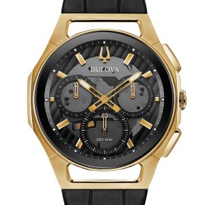 MEN’S BULOVA CURV CHRONOGRAPH BLACK DIAL WATCH 97A143