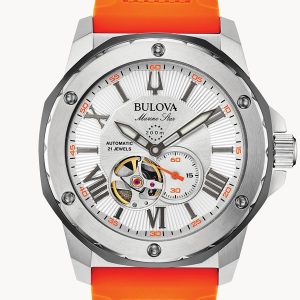 MEN’S BULOVA MARINE STAR SILVER WHITE DIAL WATCH 98A226