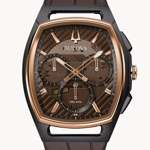 MEN’S BULOVA CURV CHRONOGRAPH BROWN DIAL WATCH 98A264