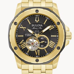 MEN’S BULOVA MARINE STAR GOLD-TONE STAINLESS STEEL WATCH 98A273