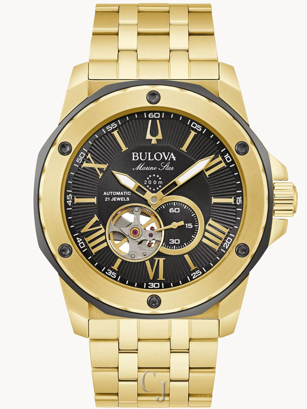 MEN’S BULOVA MARINE STAR GOLD-TONE STAINLESS STEEL WATCH 98A273