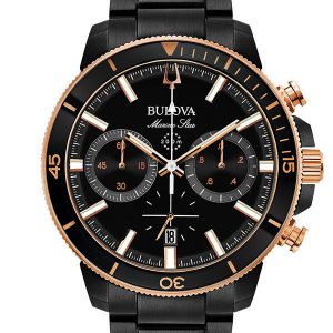 MEN’S BULOVA MARINE STAR BLACK DIAL WATCH 98B302
