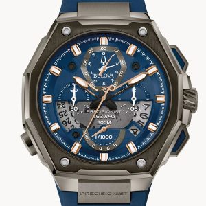 MEN’S BULOVA PRECISIONIST CHRONOGRAPH BLUE DIAL WATCH 98B357