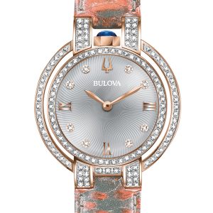 BULOVA WOMEN'S RUBAIYAT BLUE DIAL W/ DIAMONDS WATCH 98R256