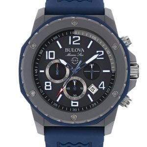 MEN’S BULOVA MARINE STAR BLUE SILICONE STRAP WATCH 98B246