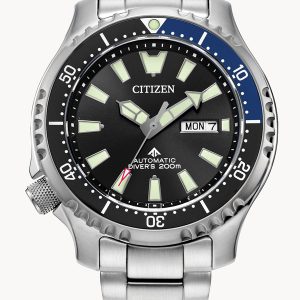 CITIZEN ECO-DRIVE PROMASTER DIVE AUTOMATIC BLACK DIAL NY0159-57E