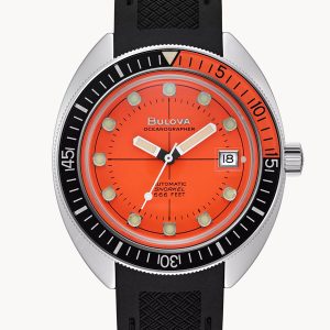 MEN’S BULOVA DEVIL DIVER OCEANOGRAPHER ORANGE DIAL WATCH 96B350
