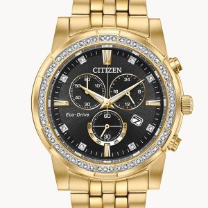 CITIZEN CRYSTAL BLACK DIAL MEN’S WATCH AT2452-52E