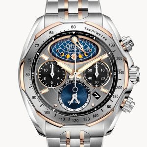 CITIZEN MOON PHASE FLYBACK GREY DIAL WATCH AV3006-50H