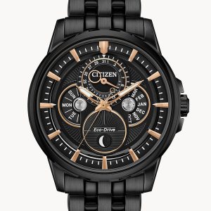CITIZEN CALENDRIER BLACK DIAL MEN’S WATCH BU0057-54E