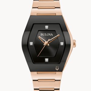 BULOVA WOMEN'S GEMINI BLACK DIAL W/ DIAMONDS ACCENTS WATCH 97P158