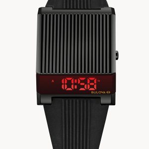 MEN’S BULOVA COMPUTRON BLACK RED DIAL WATCH 98C135