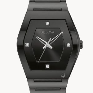 BULOVA GEMINI BLACK DIAL W/ DIAMONDS ACCENTS MEN'S WATCH 98D177