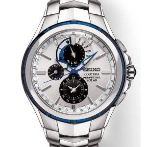 SEIKO COUTURA SOLAR PERPETUAL SILVER SUNRAY DIAL SSC787