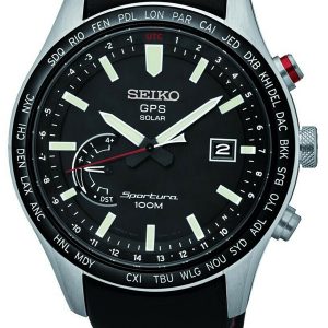 SEIKO SPORTURA GPS SOLAR BLACK LEATHER BAND SSF007
