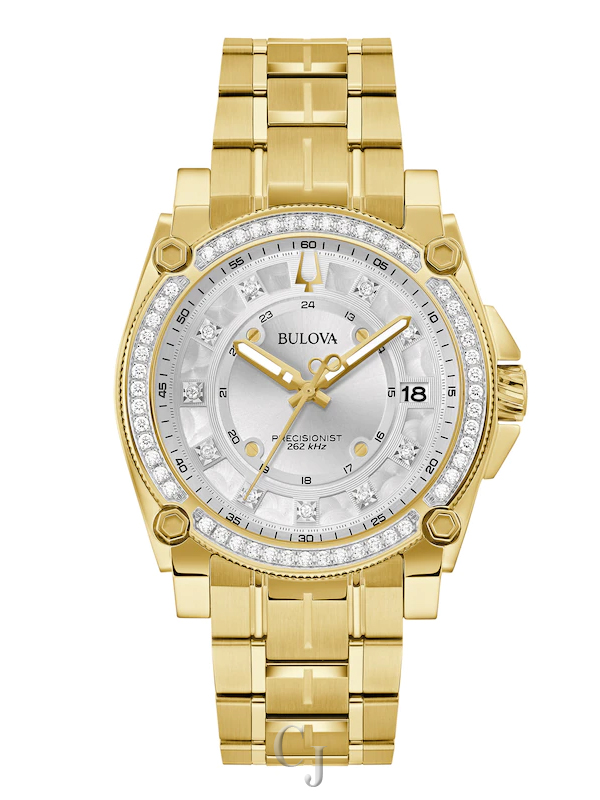 BULOVA PRECISIONIST CHAMPLAIN DIAMOND SILVER TONE DIAL WATCH 98J120