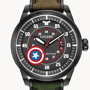 CITIZEN CAPTAIN AMERICA BLACK DIAL WATCH AW1367-05W
