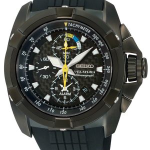 SEIKO VELATURA ALARM CHRONOGRAPH BLACK DIAL WATCH SNAE17