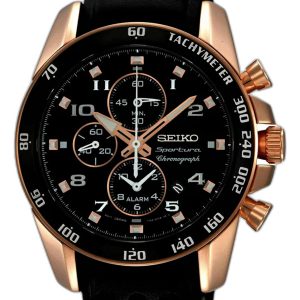 SEIKO SPORTURA QUARTZ CHRONOGRAPH BLACK DIAL WATCH SNAE80