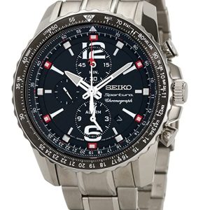 SEIKO SPORTURA AVIATOR CHRONOGRAPH BLACK DIAL WATCH SNAE95