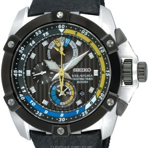 SEIKO VELATURA CHRONOGRAPH BLACK DIAL WATCH SPC049