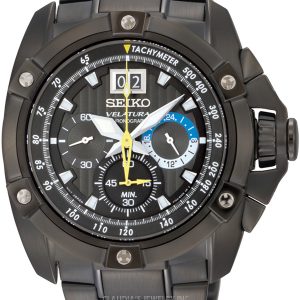 SEIKO VELATURA CHRONOGRAPH BLACK DIAL WATCH SPC073