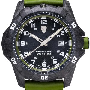 PROTEK DIVE SERIES 1000 BLACK DIAL W/ GREEN STRAP WATCH PT1005G