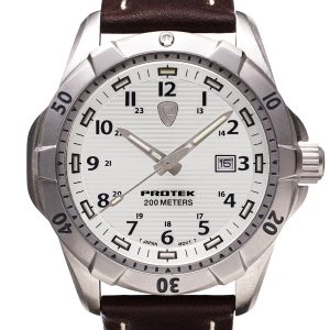 PROTEK DIVE SERIES 2005 BROWN LEATHER STRAP WATCH PT2005