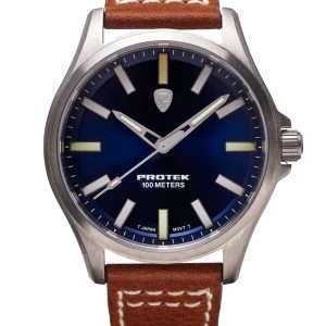 PROTEK FEILD SERIES 3003 BLUE DIAL W/ TAN LEATHER STRAP WATCH PT3003