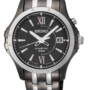 SEIKO KINETIC STAINLESS STEEL BLACK DIAL SKA551