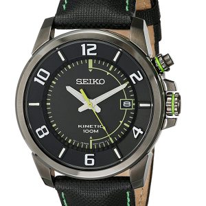 SEIKO KINETIC BLACK ION STAINLESS STEEL BLACK DIAL SKA557