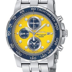 SEIKO ALARM CHRONOGRAPH YELLOW DIAL WATCH SNAB61
