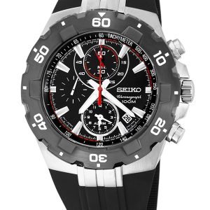 SEIKO SPORT ALARM CHRONOGRAPH BLACK DIAL WATCH SNAD61