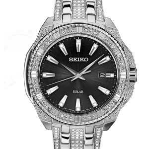SEIKO SOLAR CRYSTAL BLACK DIAL WATCH SNE457