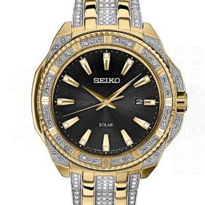SEIKO SOLAR CRYSTAL BLACK DIAL WATCH SNE458